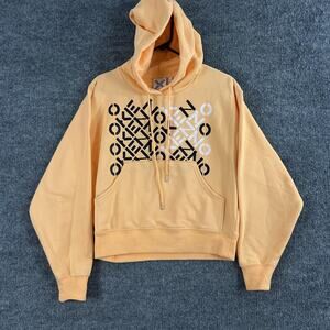 Kenzo Hoodie Womens Small Logo Graphic Sweatshirt Orange Geometric Luxury Travel